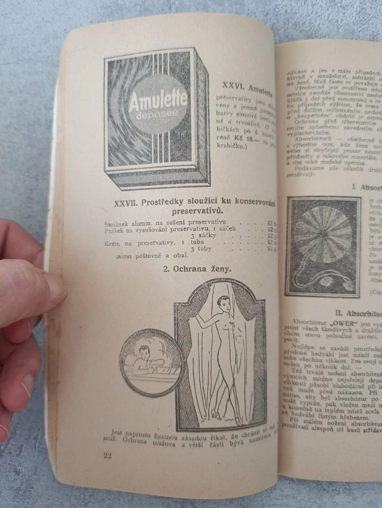 Mechanické prostředky sloužící k zabránění nákazy a těhotenství, r.1930